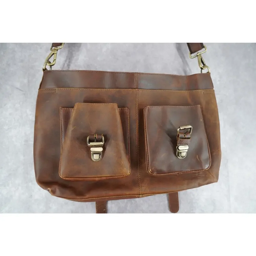 Handmade Brown Genuine Leather Messenger Bag Laptop Satchel Briefcase